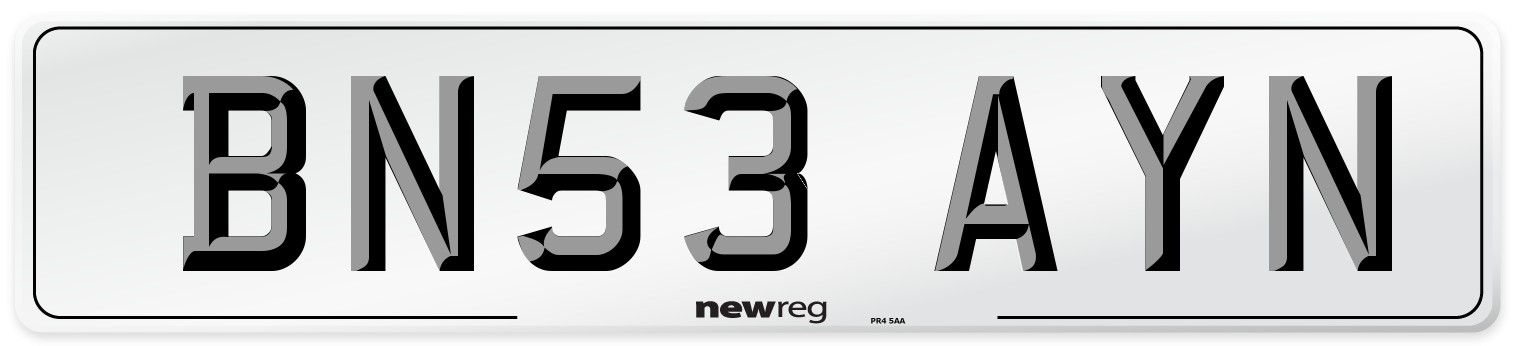 BN53 AYN Number Plate from New Reg